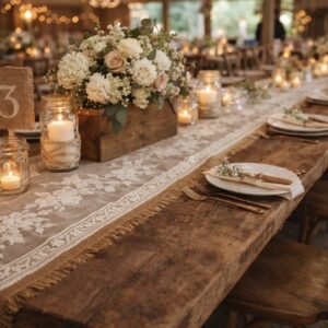 Table Runner Hessian Lace