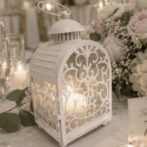 White Filigree Lantern 26cm