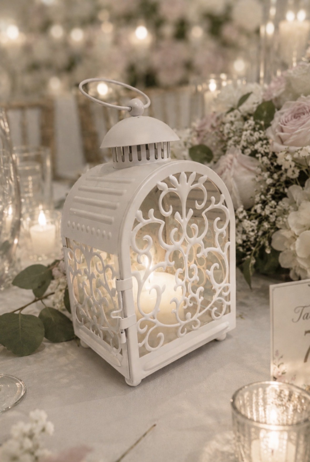 White Filigree Lantern 26cm
