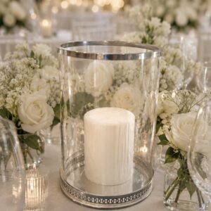 Large Pillar Candle Holder - Glass and Metal