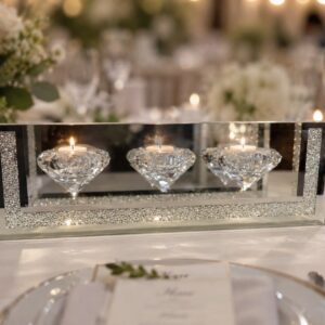 Diamond 3 Tea Light Candle Holder - without crystals