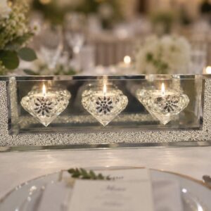 Diamond 3 Tea Light Candle Holder - with crystals