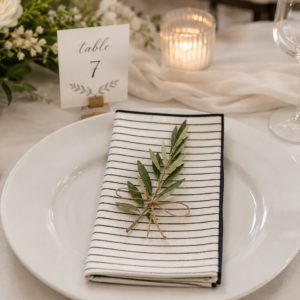 Cloth Napkin - Blue and White Stripe