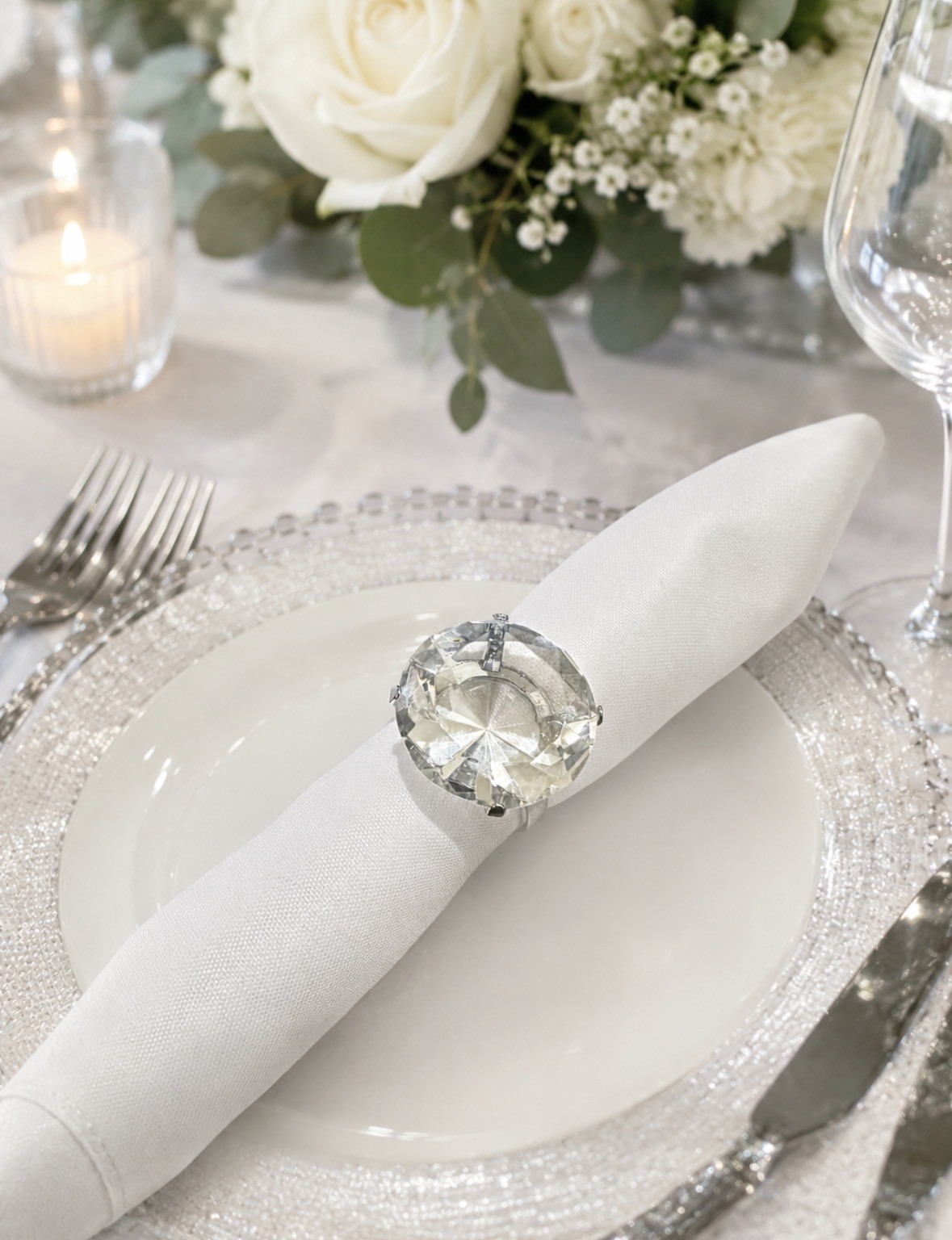 Silver Napkin Rings - Diamond Rings
