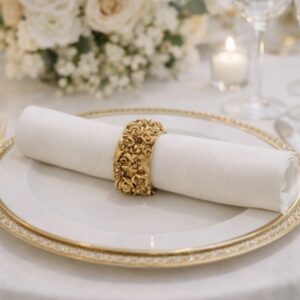 Napkin Rings - Gold Floral Design