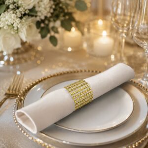 Napkin Rings Gold Diamonte