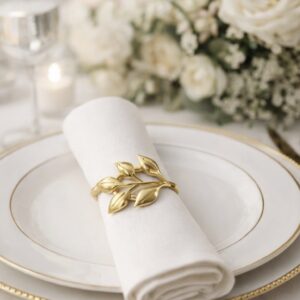Napkin Rings Gold - Leaves