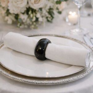 Silver Napkin Rings - Black