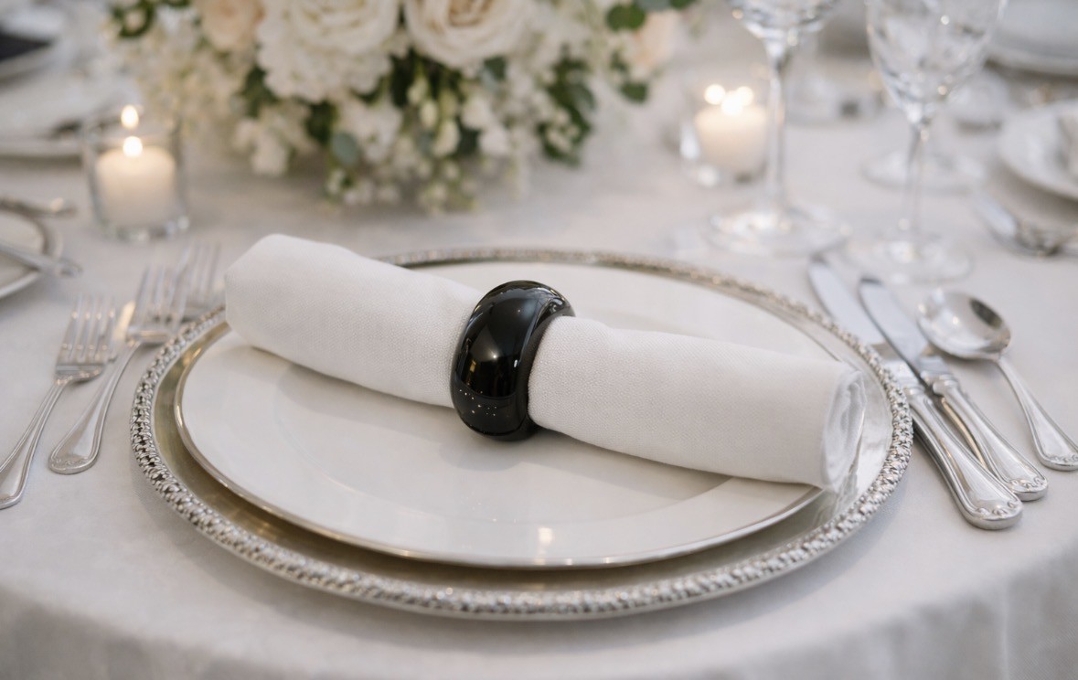 Silver Napkin Rings - Black