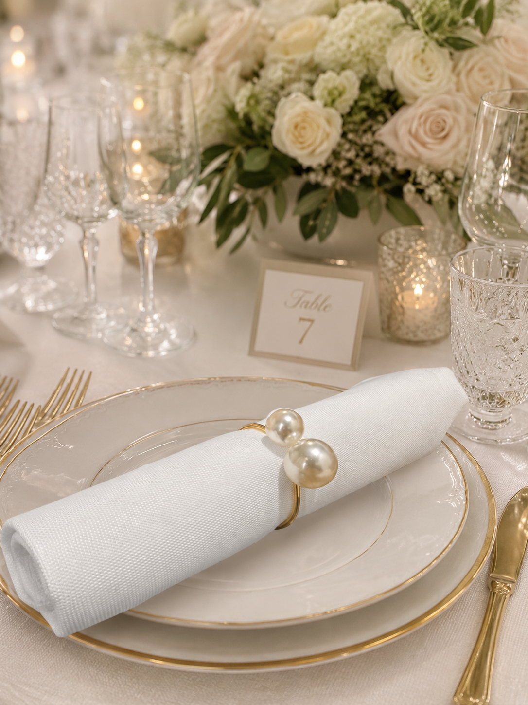 Napkin Rings Gold - Pearls