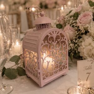 Pink Filigree Lantern 26cm