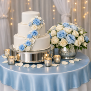Square Table Overlay - Satin Blue