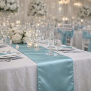 Satin Table Runner - Aqua