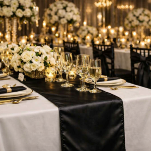 Satin Table Runner - Black