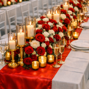 Satin Table Runner - Red