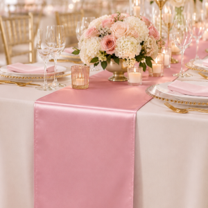 Satin Table Runner - Rose Pink