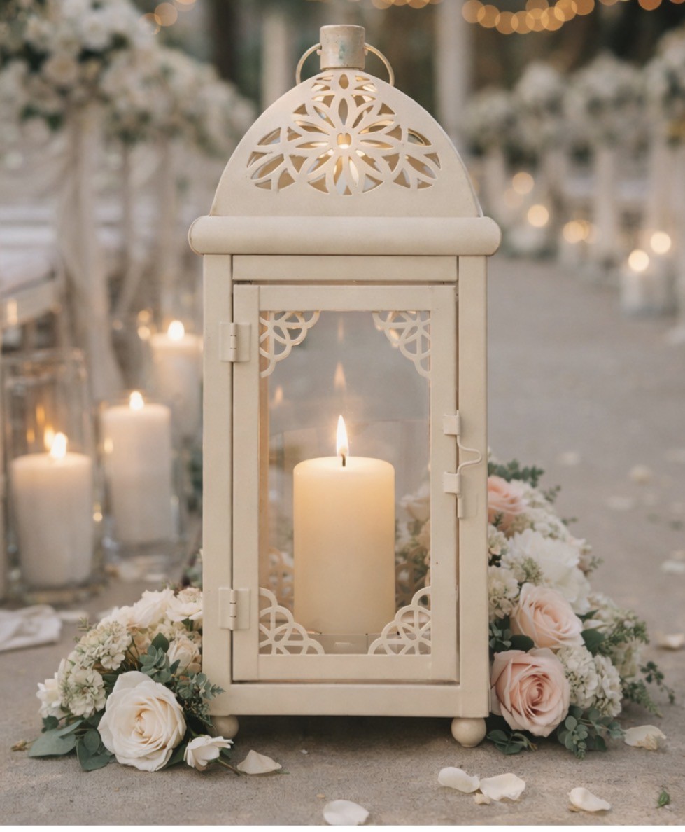 Tall Cream Lantern 34cm
