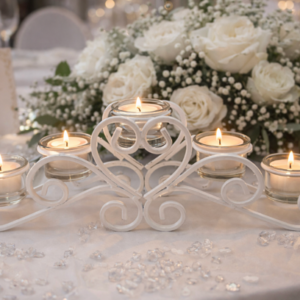 Wrought Iron 5 tealight candle holder - White