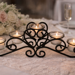 Wrought Iron 5 tealight candle holder - Black