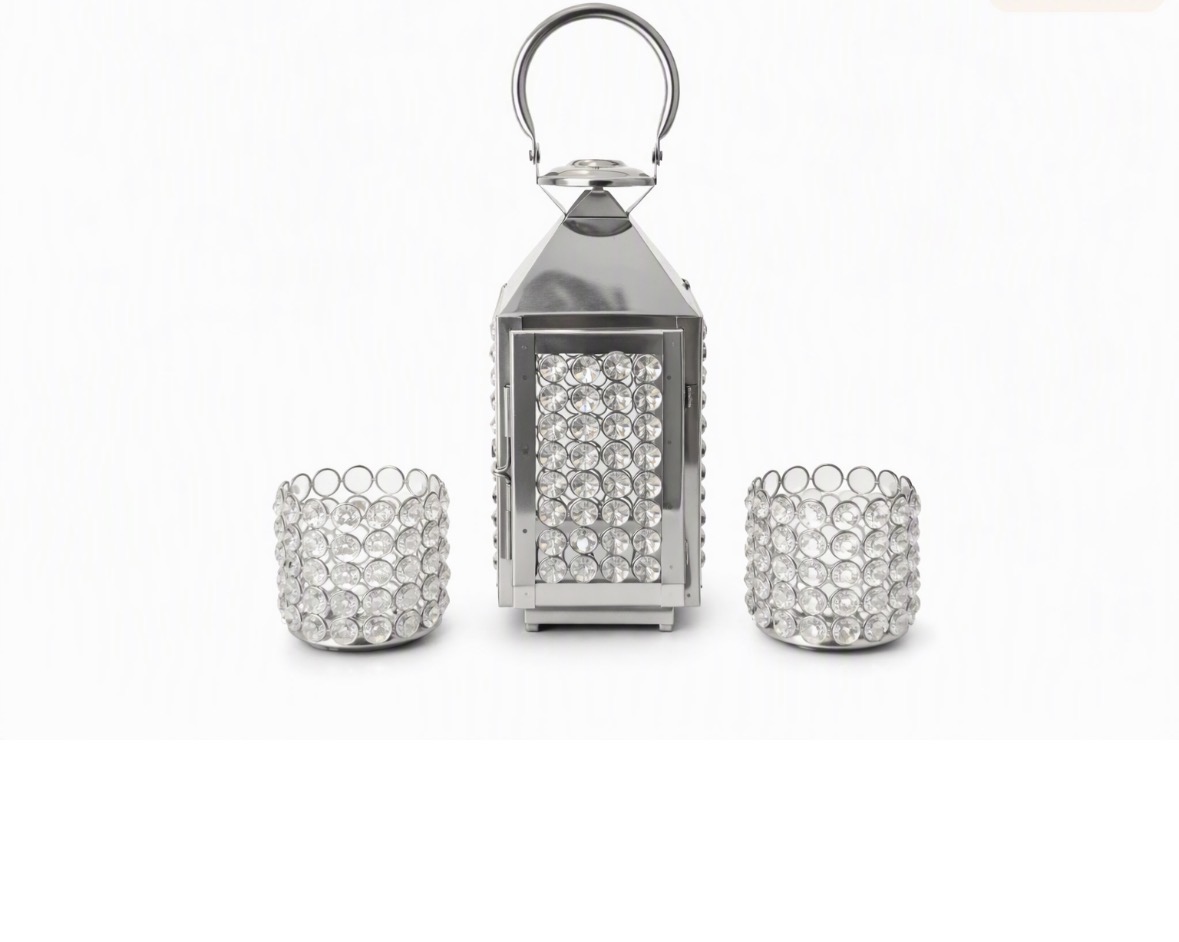 Crystal Look Gem Candle Lantern and Candle Holder - Image 2