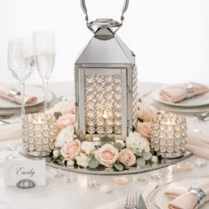 Crystal Look Gem Candle Lantern and Candle Holder