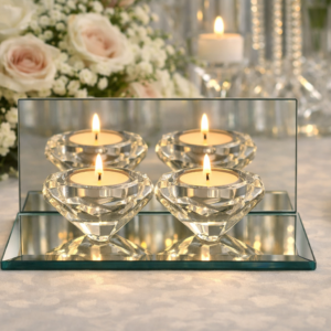 Diamond Mirrored 2 Tea Light Candle Holder