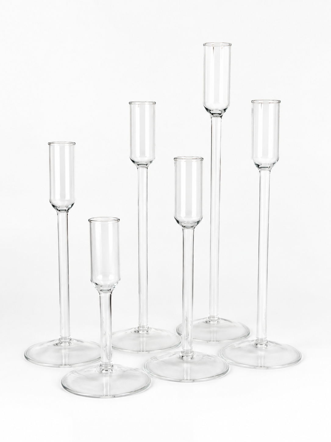 Glass Candle Holders 6pc set - Image 3