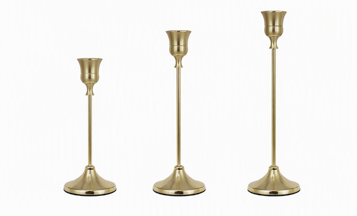 Gold Candle Holders 3pc set - Image 2