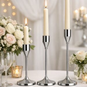 Silver Candle Holders 3pc set