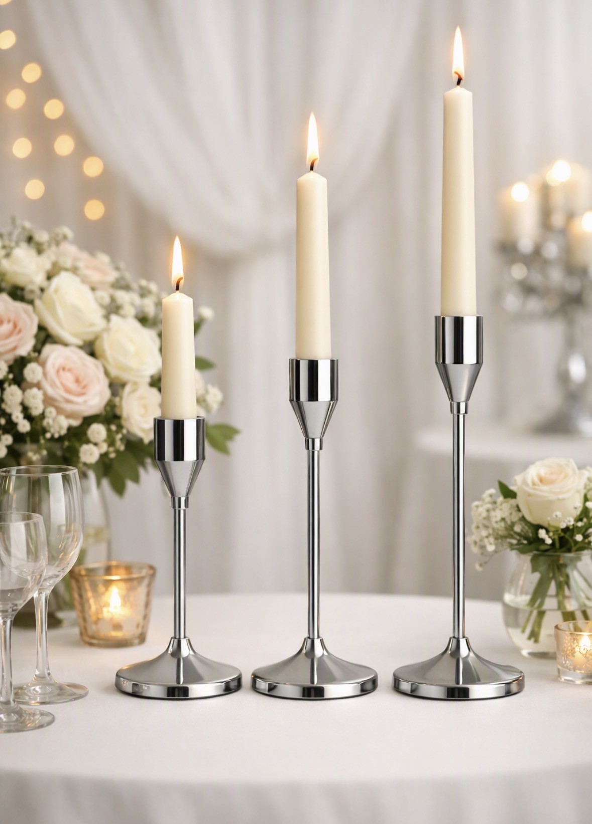 Silver Candle Holders 3pc set