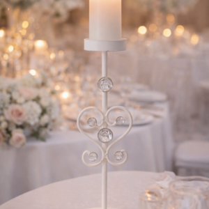 White Candle Holder with Crystals