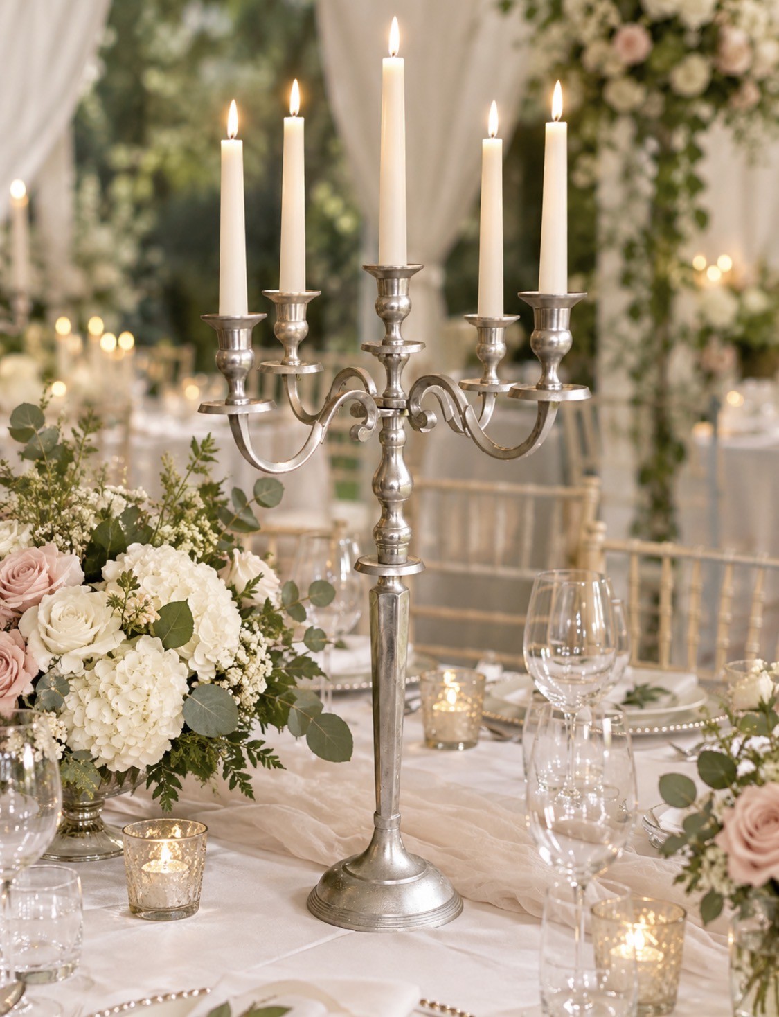 Silver Metal Candelabra 69cm high